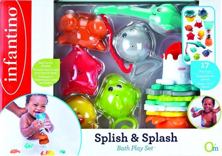 Stock photo of the Infantino Splish & Splash Bath Play Set packaging.