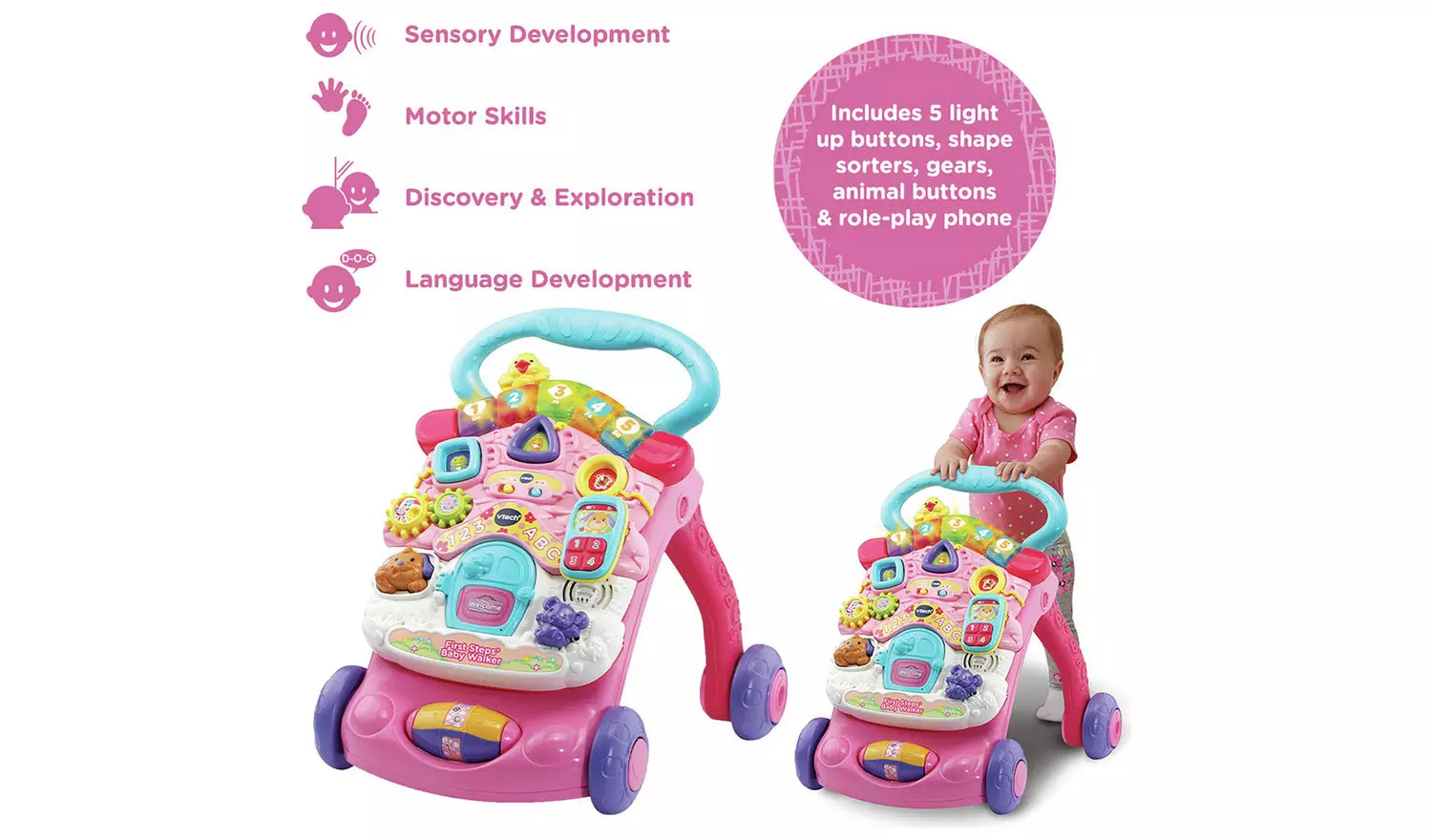 Vtech First Steps Baby Walker - Pink