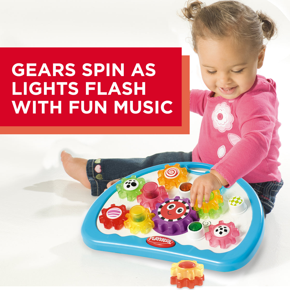 Playskool Explore 'n Grow Busy Gears. Gears spin as lights flash with fun music.