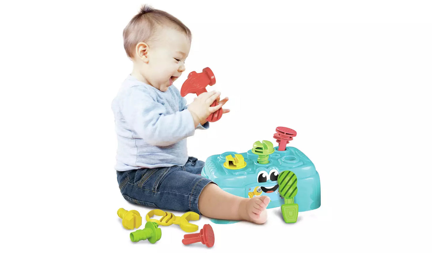 Young child playing with the Clementoni ECO Toy Workbench