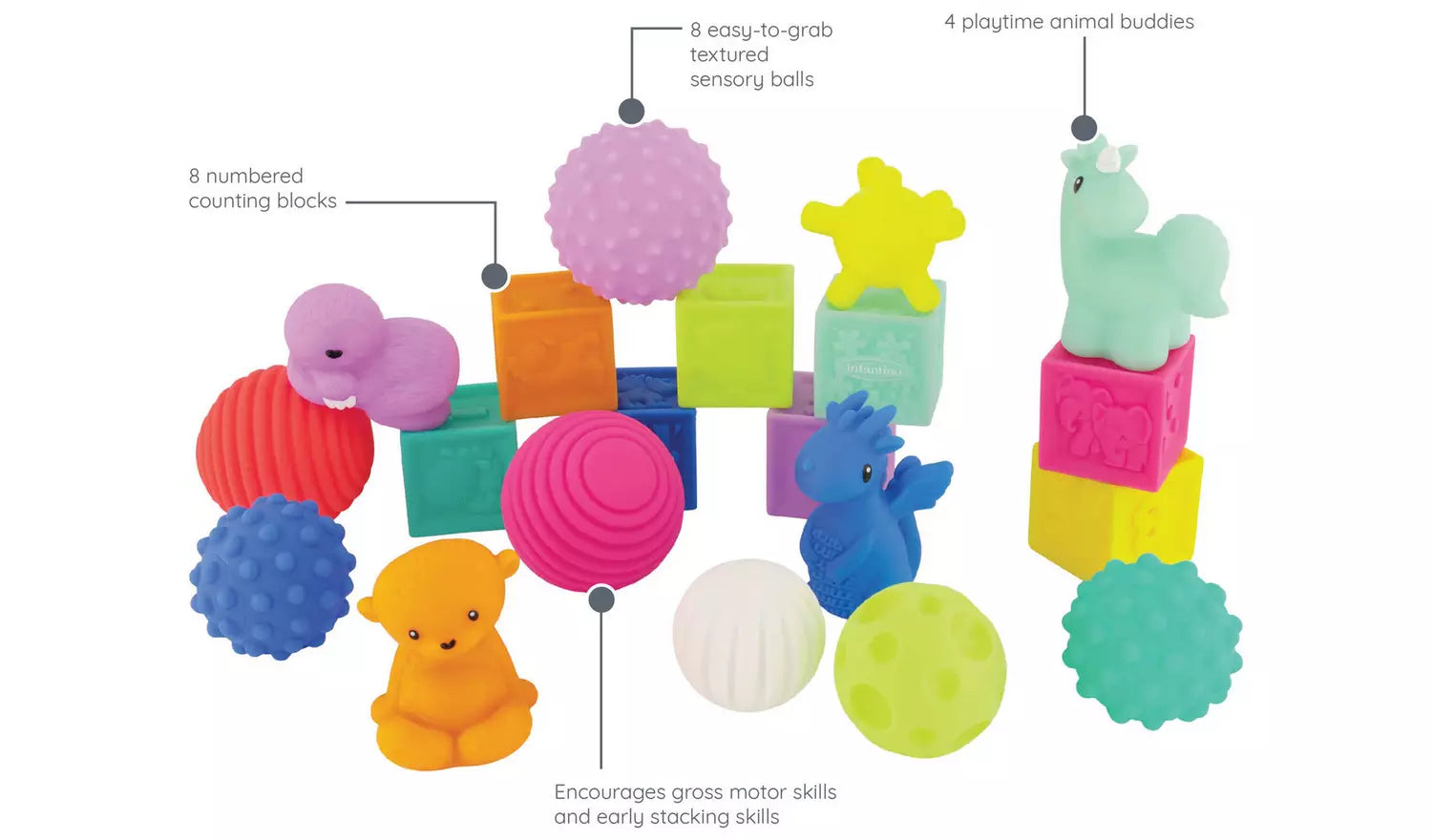 Infantino Playtime Pals & Sensory Shapes Activity Toy Set