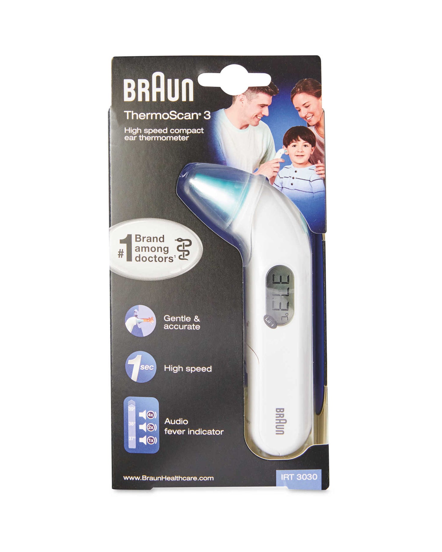 Photo of the Braun ThermoScan 3 in retail packaging