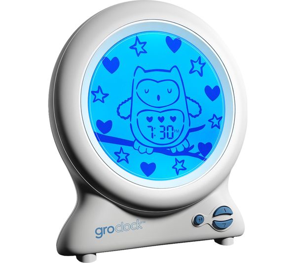 Tommee Tippee Gro-Clock - Ollie the Owl - Baby Sleep Trainer Alarm Clock & Nightlight - White