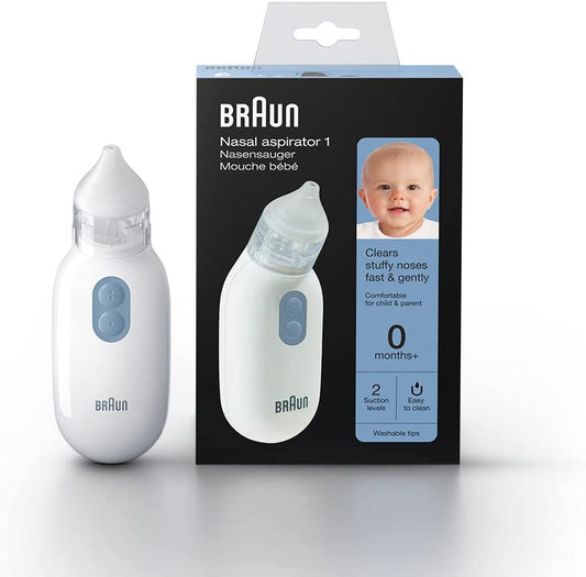 Braun Nasal Aspirator 1 (BNA100EU) - stock photo of item alongside box