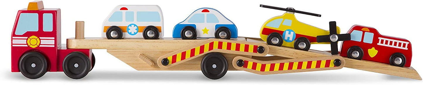 Photo of the Melissa & Doug Wooden Emergency Vehicle Carrier.