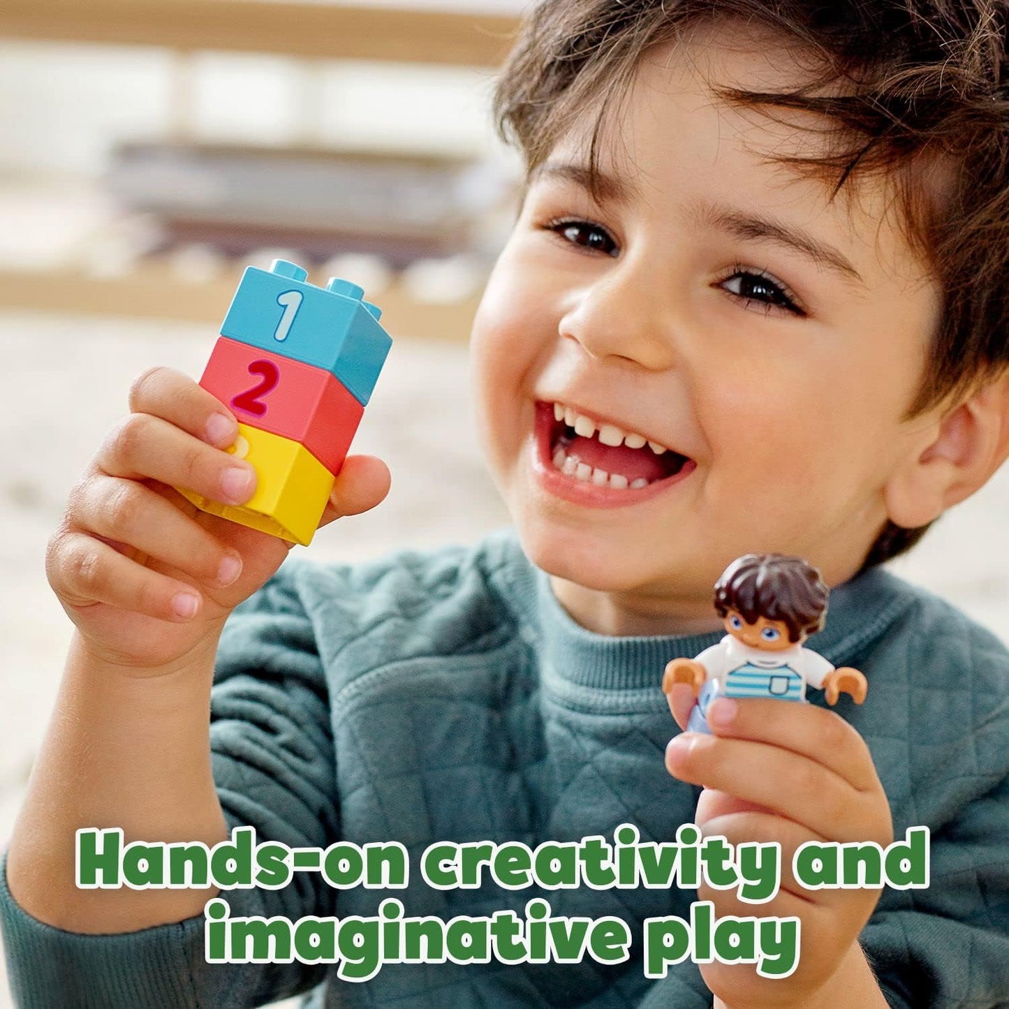 Photo of a boy playing with Duplo - Hands-on creativity and imaginative play