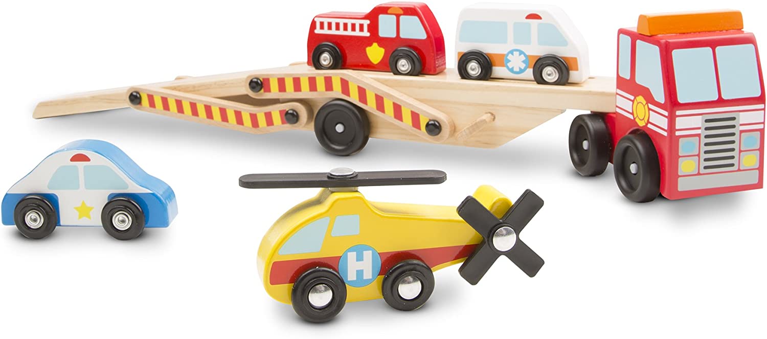 Photo of the Melissa & Doug Wooden Emergency Vehicle Carrier.