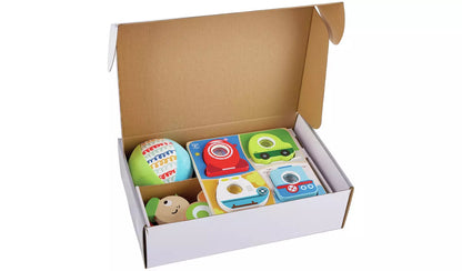 Stock image of the open box showing the contents.