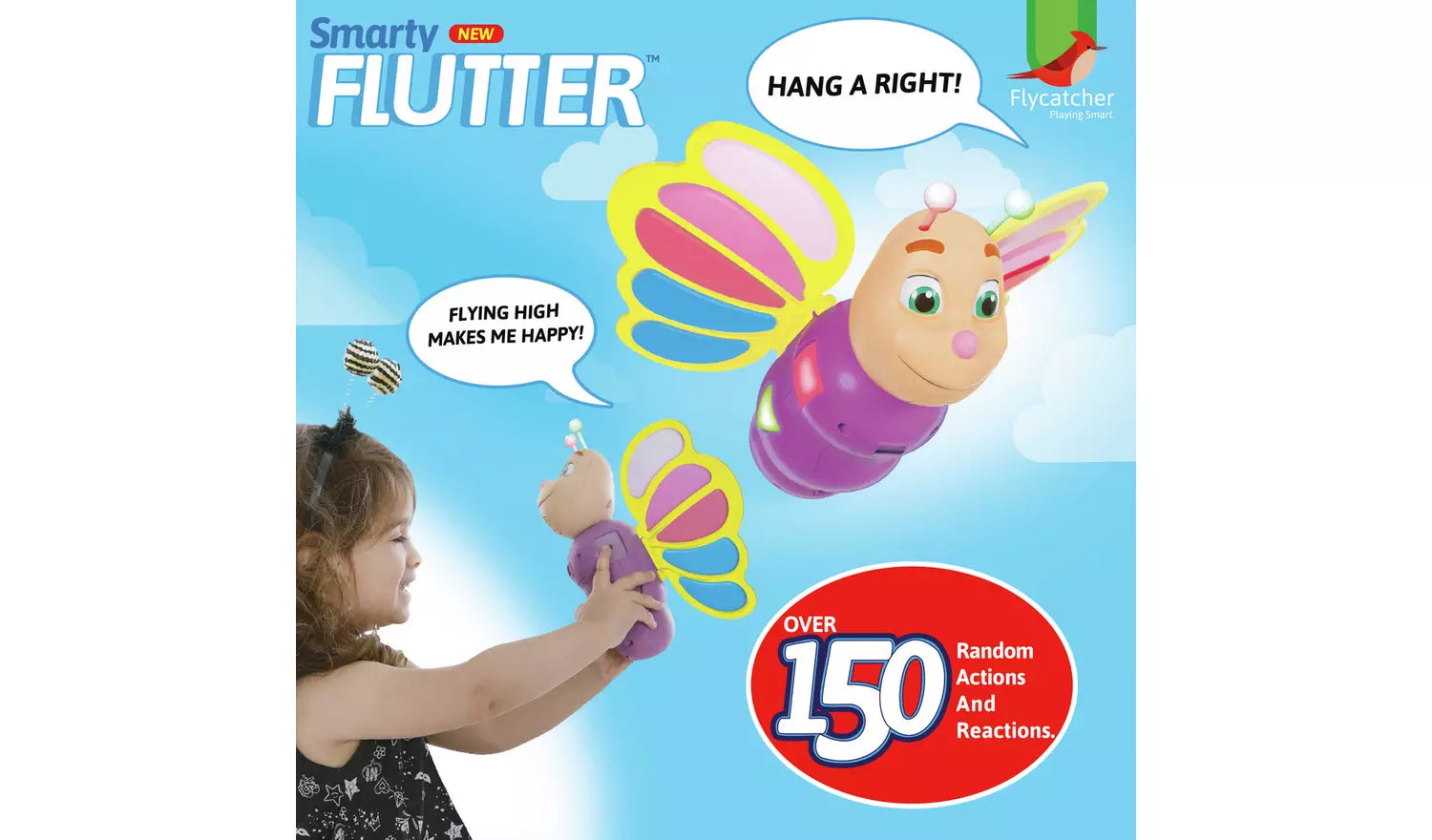 Stock photo of a young child playing with the Smarty Flutter Electronic Learning Toy