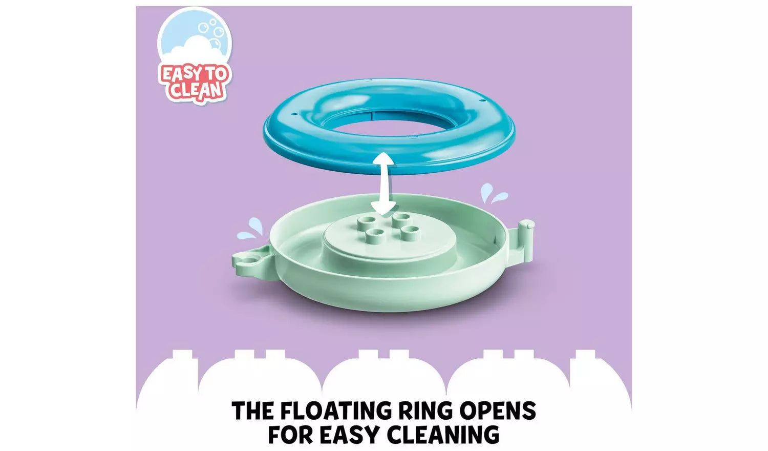 The floating ring opens for easy cleaning